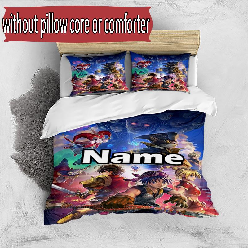 3pcs Duvet Cover Set (1*Duvet Cover + 2*Pillowcase, Without Core), Custom Name Final Fantasy Pattern Bedding Set, Home Bedroom Decor Gift