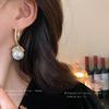 Silver Needle Pearl Diamond Flower Geometric Earrings Niche Fashion High-end Earrings Elegant Temperament Earrings Women