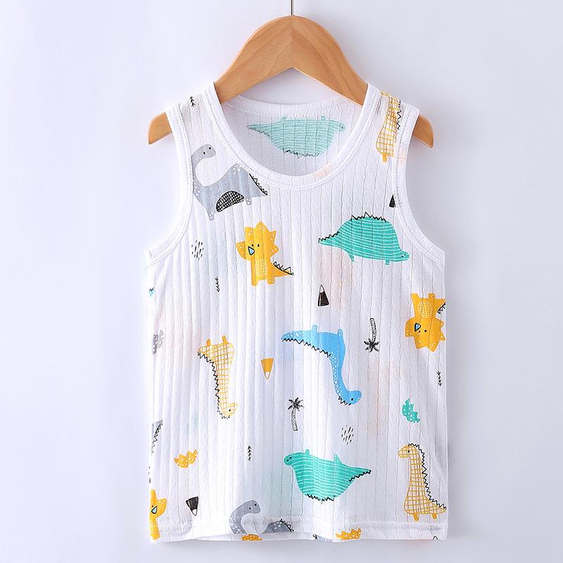 

Детская пижама-майка из хлопка с мультяшным принтом в корейском стиле - Мягкий и дышащий топ без рукавов для мальчиков и девочек 110 cm