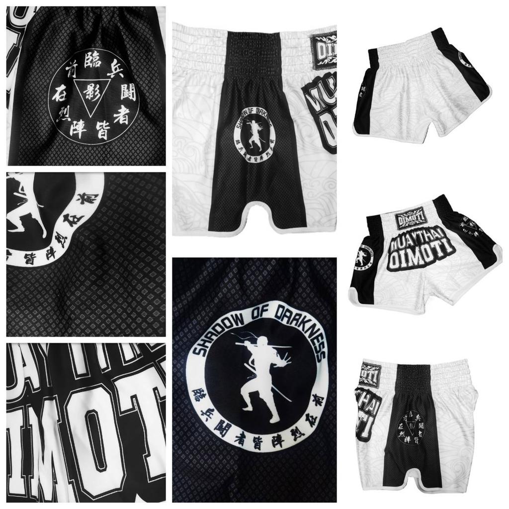 Black White Ninja Warrior Muay Thai Kickboxing Boxing MMA UFC Casual Shorts Gym Sport Unisex Men Women Workout Quick Dry Print Elastic High Waist
