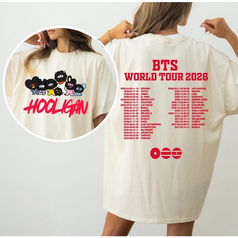

BTS Hooligan Tour Shirt, BTS Army Shirt, Bangtan Boys Shirt, BTS Concert Shirt, Kpop World Tour 2026 Shirt, Bts Comeback Shirt XXXL