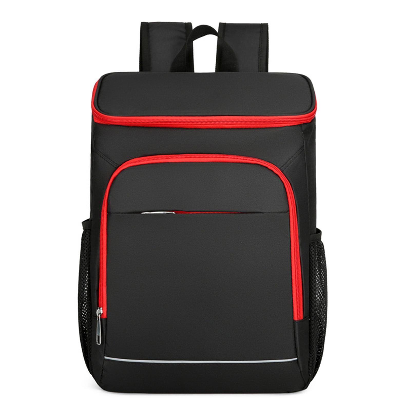 30L Koeltas Rugzak Lekdicht Geïsoleerde Lunchtas voor Buiten Kamperen Wandelen Picknicks Strand Black&Red