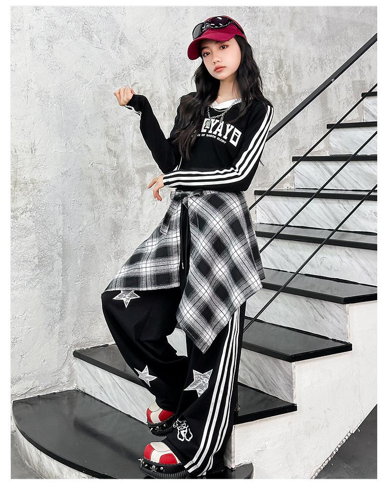 Trendy Street Style Outfit Set for Girls - Jazz Performance & Practice Wear for Spring & Autumn