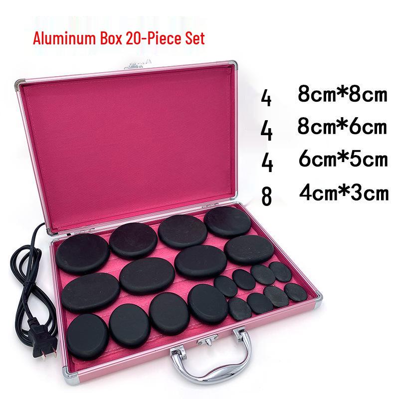 20-Piece Set: Heated Volcanic Stones & Essential Oils for Spa Massage Therapy