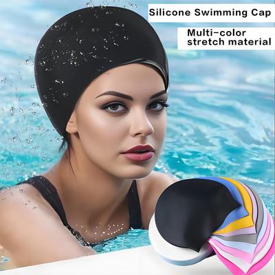 Swimming Cap Silicone Waterproof Swimming Cap Flat Ear Protection Cap Solid Colour Plain Men's and Women's Swimming Cap Child