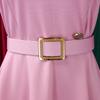 New Style Crew Neck Long Sleeve High Waist A-Line Dress Elegant Party Wear Solid Color  Dress
