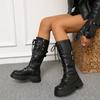 Winter Platform Cross Lace Up Woman Knight Boots Fashion Belt Buckle Shoes Punk Style Height Increase Female Long Booties
