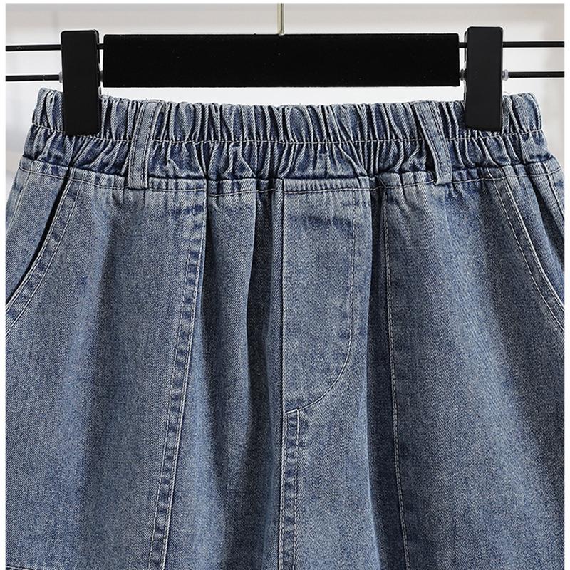 Casual Plus Size Summer Denim Shorts Women Loose Wide Leg Jeans Short Pants Femme Stretch High Waisted Harem Baggy Shorts Woman
