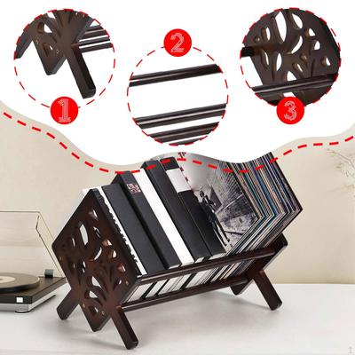 Kayıt Saklama Rafı Düzenleyici, Çok Amaçlı Bambu, Masaüstü Vinil Tutucu Teşhir Standı için ,