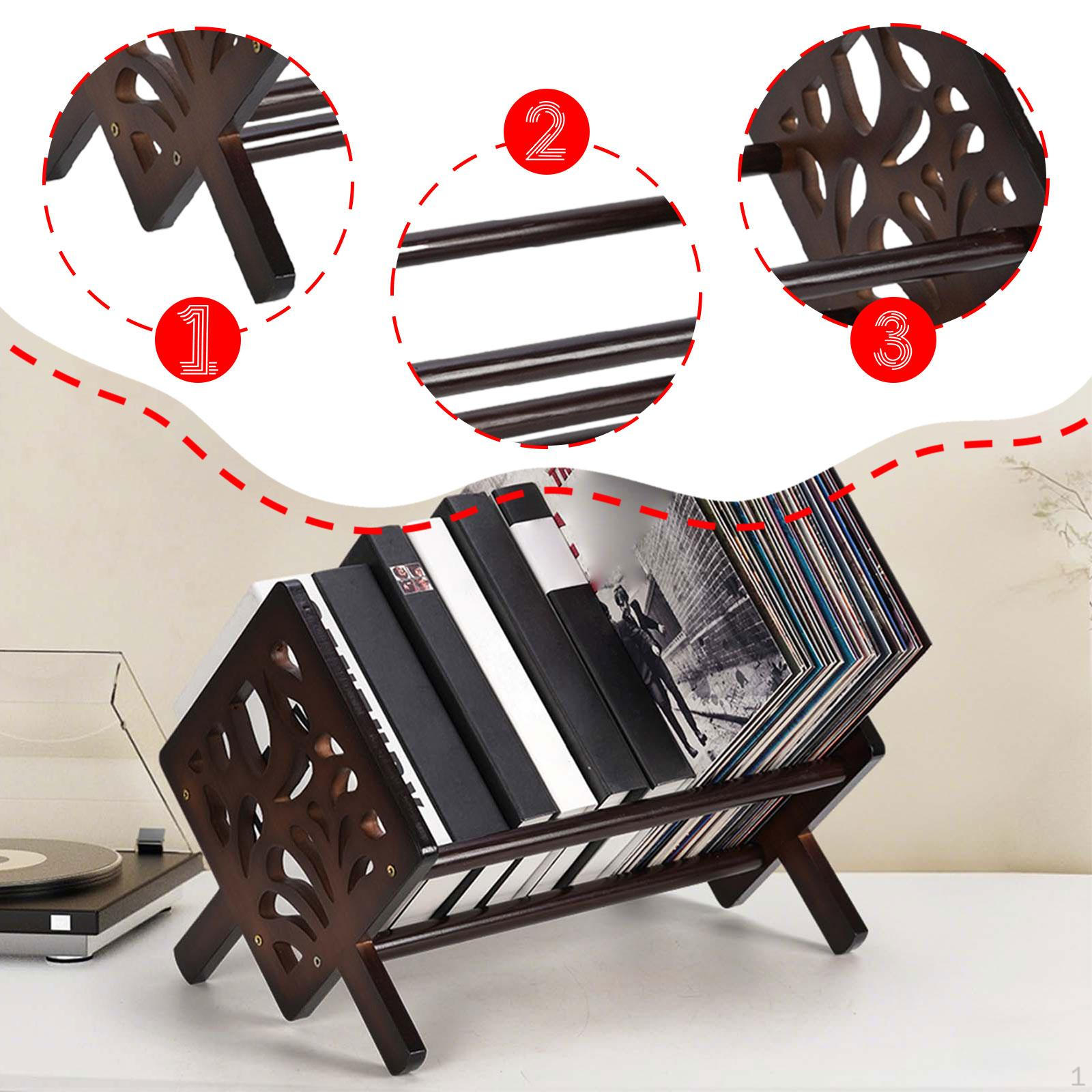 

Органайзер-подставка для хранения пластинок, многоцелевой бамбуковый, настольная подставка-дисплей для виниловых пластинок,