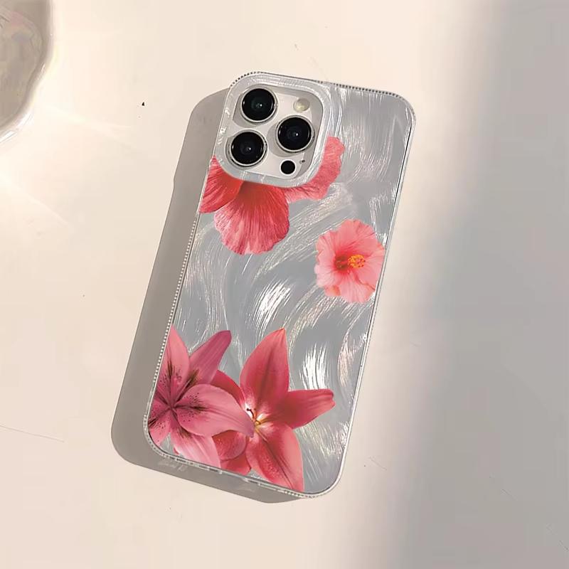 Pink Floral Pattern Phone Case For Samsung Galaxy S26 S24 S25 S23 Ultra S22 S21 Plus FE A15 A34 A35 A50 A54 A55 Back Cover