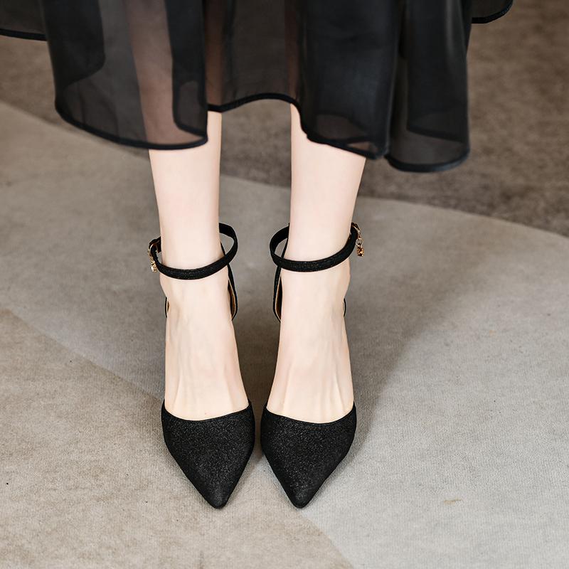 Fashion Womens High Heels2024Summer Sexy Pointed Toe Nightclub Party Shoes Patent Leather Slip-on Shallow Top Womens High Heels