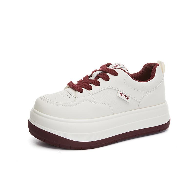 Leather little white shoes women's 2025 spring new fashion board shoes casual heightening platform shoes versatile women's shoes