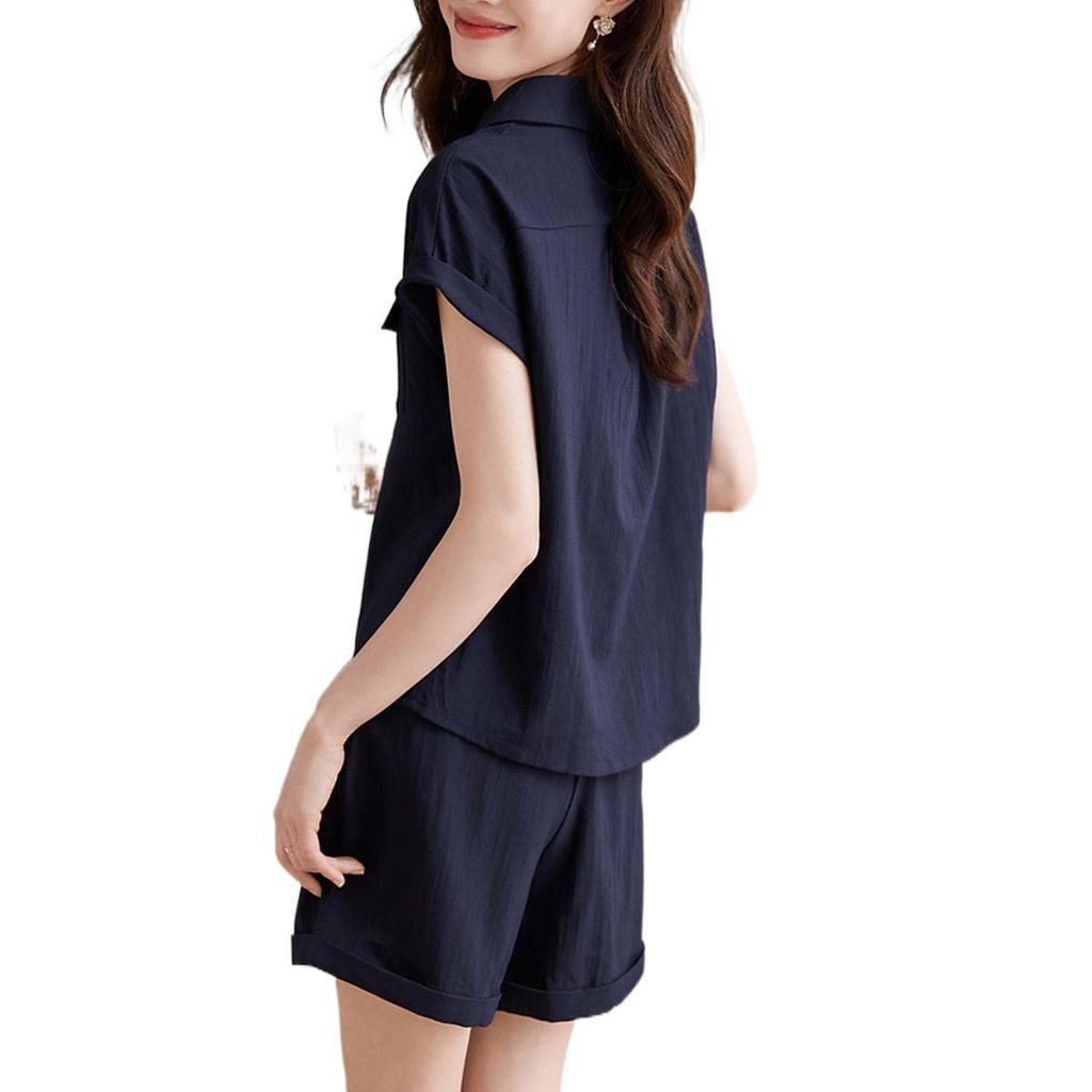 Chic Women's Two-Piece Summer 2026 Set: Loose Fit, Short-Sleeve Top & Wide-Leg Shorts