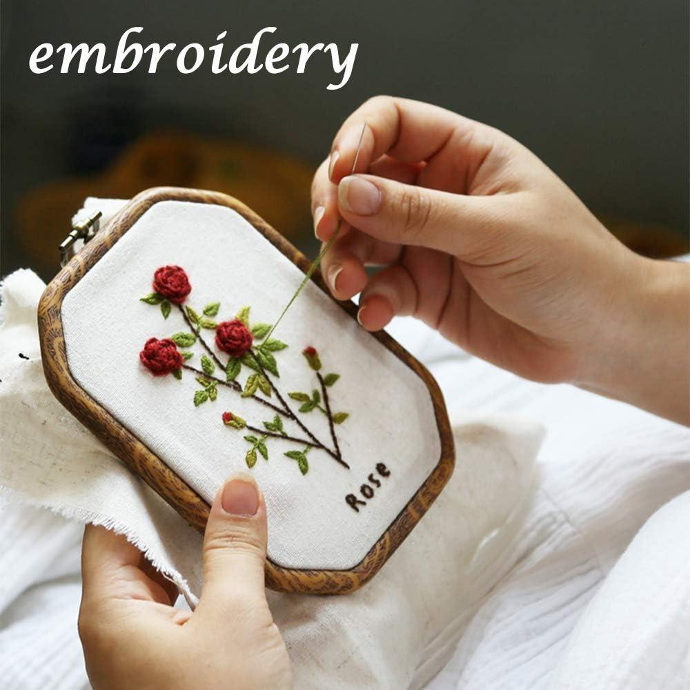 4pcs/ Set Embroidery Hoops Imitated Wood Plastic Display Frame Reusable Circle Oval Rectangular Octagonal Cross Stitch Hoop