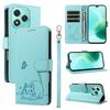 For Honor 400 Lite Case Cat Pattern Imprint Leather Phone Cover with Wrist Strap