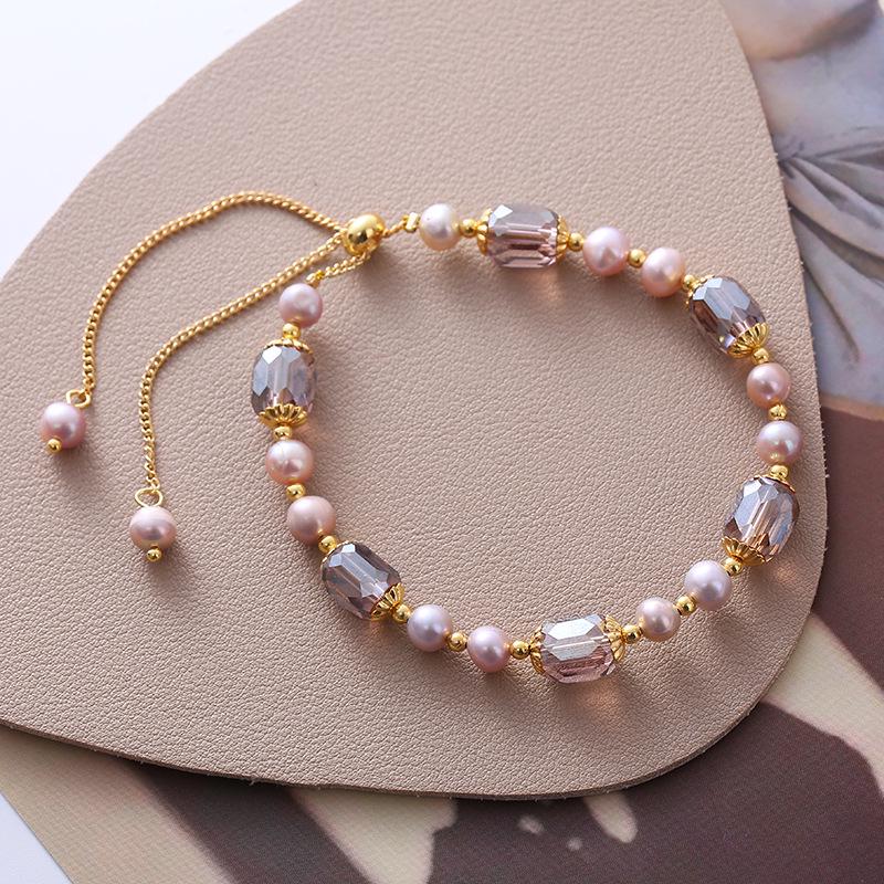 Korean Minimalist Crystal Pearl Beaded Bracelet - Cold Style Hand Jewelry Accessories