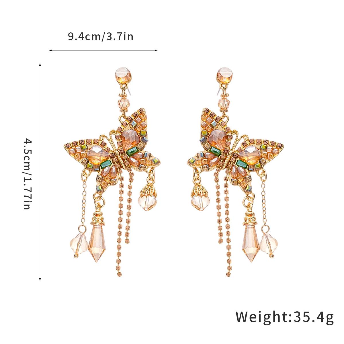 

Серьги-кисточки «Бабочка» с преувеличенными бриллиантами в европейском и американском стиле, серьги премиум-класса в стиле легкой роскоши, праздничные серьги с темпераментом