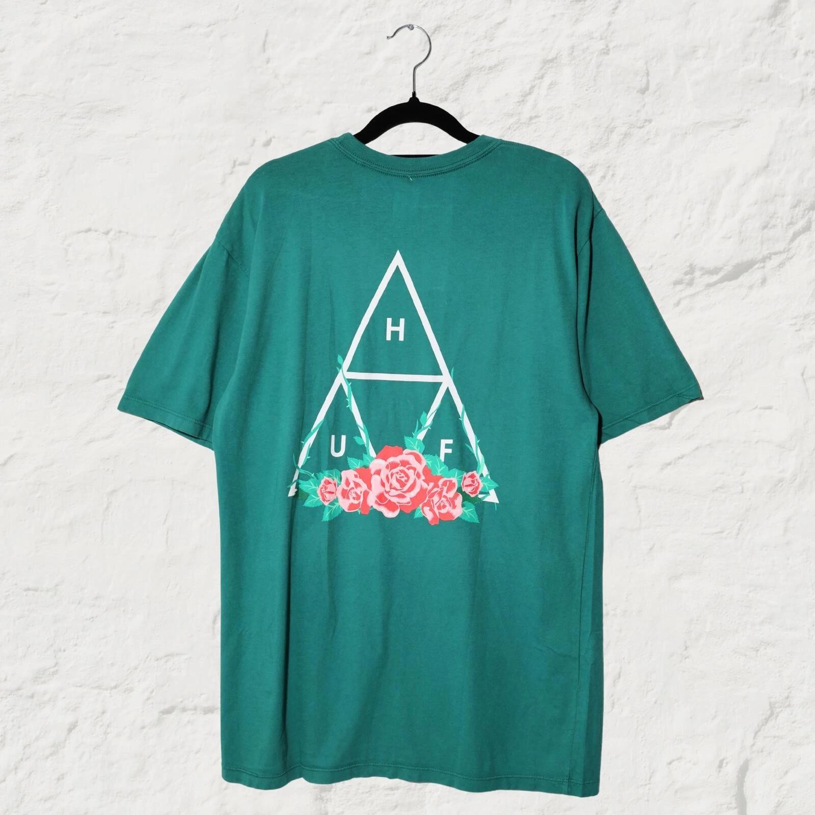 HUF City Rose Triple Triangle Tee Deep Jungle Skate T-Shirt M XL