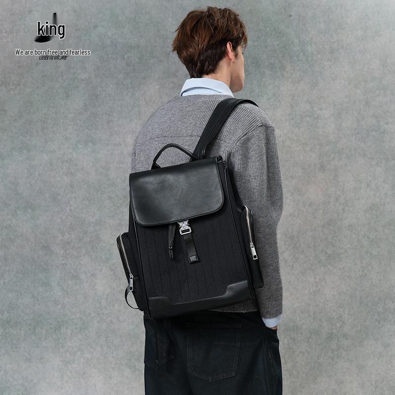 Whale Language Vintage Genuine Leather Laptop Backpack for Men - Stylish College Student Bag