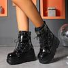 New Women Punk Gothic Motorcycle Boots 2025 Platform Chunky High Heel Ankle Boot Ladies Cool Wedge Woman Black Female Shoes