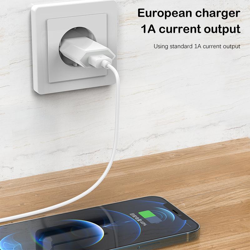 EU Standard Wall Charger Fast Charging Mobile Phone Charge Adapter With Dual Round Plugs Potable USB Port Quick Charger Socket