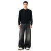 Men's Loose Fit Curved Leg Jeans, Denim Pants with Whiskering for Spring and Fall
