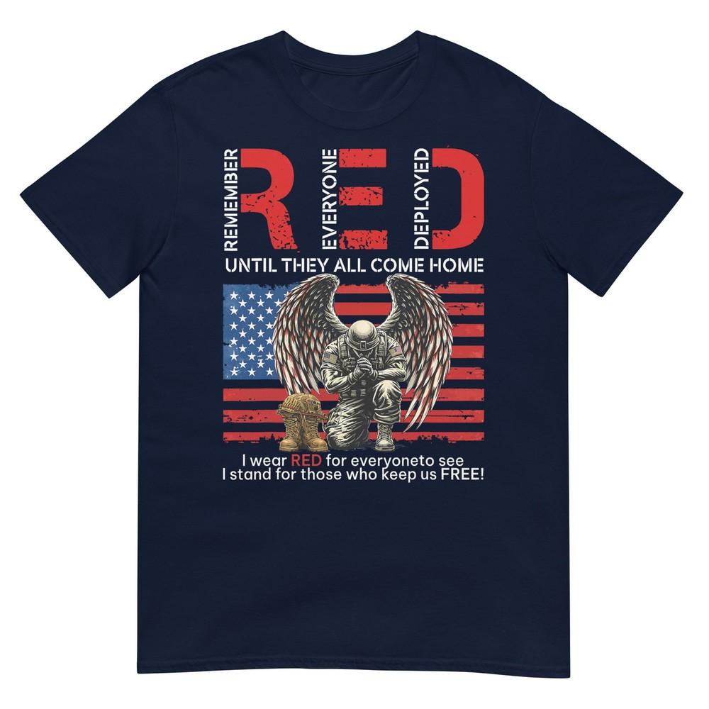 RED Friday Military Support Remember Everyone Deployed TShirt S