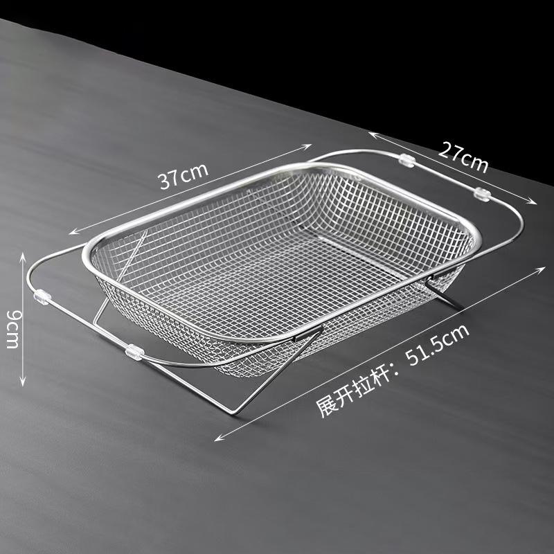 Stainless Steel Special Drain Basket Kitchen Sink Telescopic Sink Drain Rack Multi-Functional Tableware Dishes Drain Rack