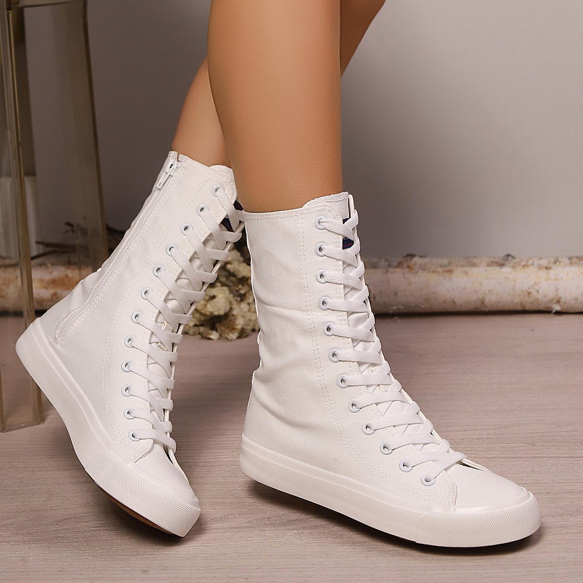 

Женские весенне-летние парусиновые кроссовки средней высоты, повседневная легкая уличная обувь для девочек 41 белый