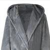Long Sleeve Pockets Belt Solid Color Men Bathrobe Winter Warm Hooded Fleece Lengthened Nightgown Sleepwear