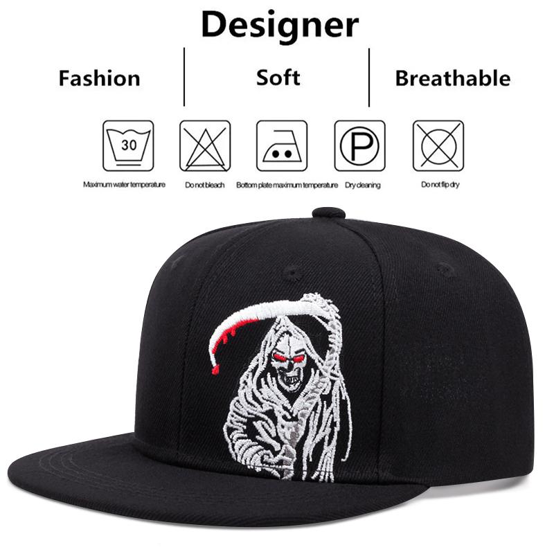 New Men's Fashion DEATH SCYTHE Hip Hop Hat Outdoor Sports Duck Tongue Hat Embroidered  Women's Baseball Sun Hat