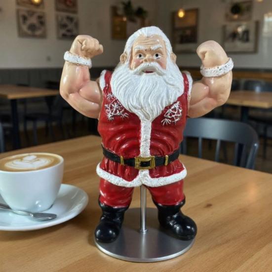 Різдвяна Фігурка М'язистого Діда Мороза Бодібілдер Мультяшний Санта Статуетка з Смоли Святкова Вечірка Настільна Прикраса