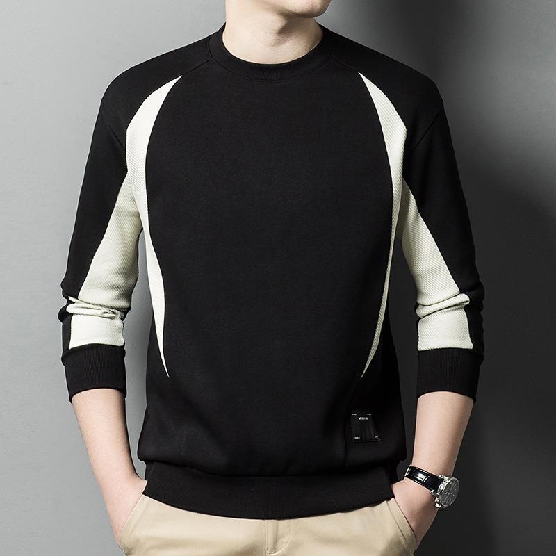 

Hot Selling New Men s Autumn Round Neck Cotton Hoodie Long Sleeve Casual Top AD8365599 4XL чорний