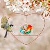 Heart-Shaped Hummingbird Feeder Hanging Water Feeder with Perch Colorful Glass Bottle Wire Frame Hummingbird Feeder for Porch Yard Garden Outdoor