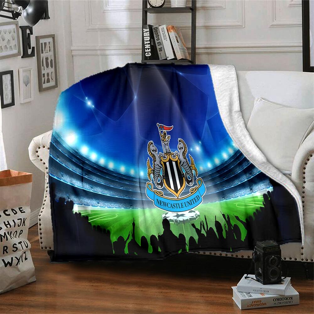 Dynamic Newcastle Football  Flannel Blanket, Soft Polyester, Modern Design, All-Season for Camping, Travel, Gifts for Holidays or Birthdays