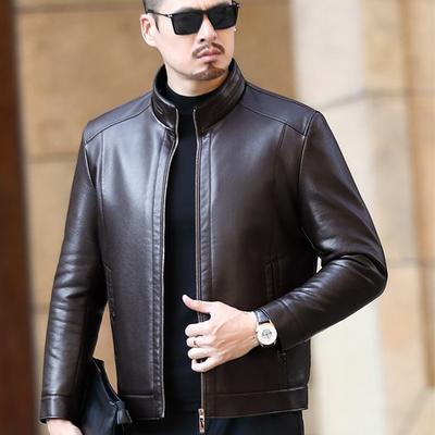 Giacca di pelle da uomo Giacca in pelle di pecora da uomo Casual Colletto alla coreana Ispessita Giacca di pelle Inverno Nuovo Abbigliamento da uomo