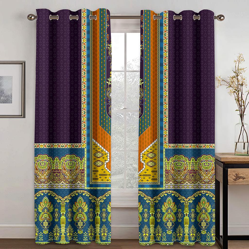 Eritrean Bohemia Boho Saba Barquote Abstract Ethiopian 2Pcs Window Curtains For Kids Bedroom Living Room Bathroom Kicthen Door