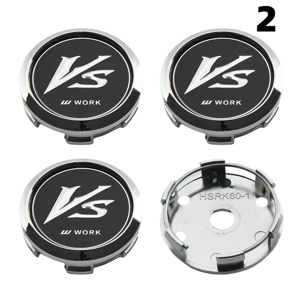 4PCS OD 60MM / ID 56MM Cap For Rims WORK EMOTION EQUIP MEISTER VS Emblem Wheel Center Cap Sport Car Logo Wheel Cover Hub Caps