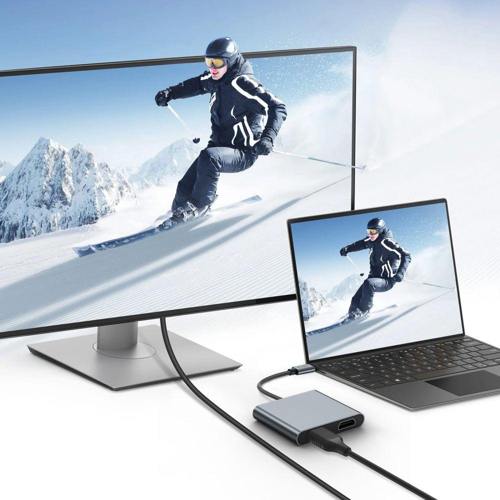 Hub Adapter 4In1 Usb-C Usb-A 2X Hdmi 4K 60Hz - Gray