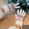 Wool Christmas Knitted Gloves Deer Winter Mittens Simple Full Finger Gloves  Male