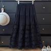 ZANZEA Womens Summer Casual Hollow Crochet Patchwork Loose Long Skirts