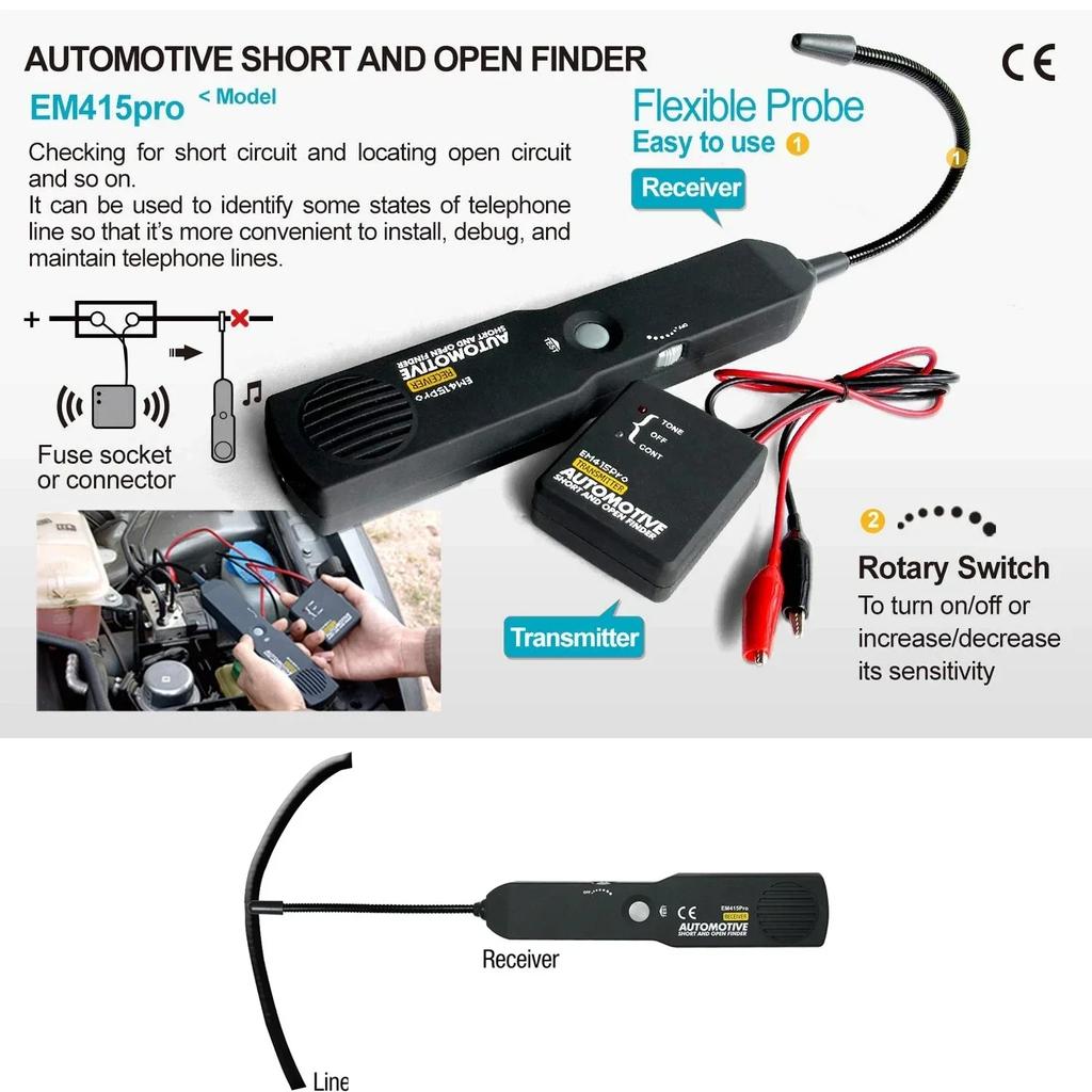 HOT! EM415PRO Automotive Short Cable Tracker & Open Wire Finder Universal EM415 PRO 6-42V DC Find Car Short Circuit Wire