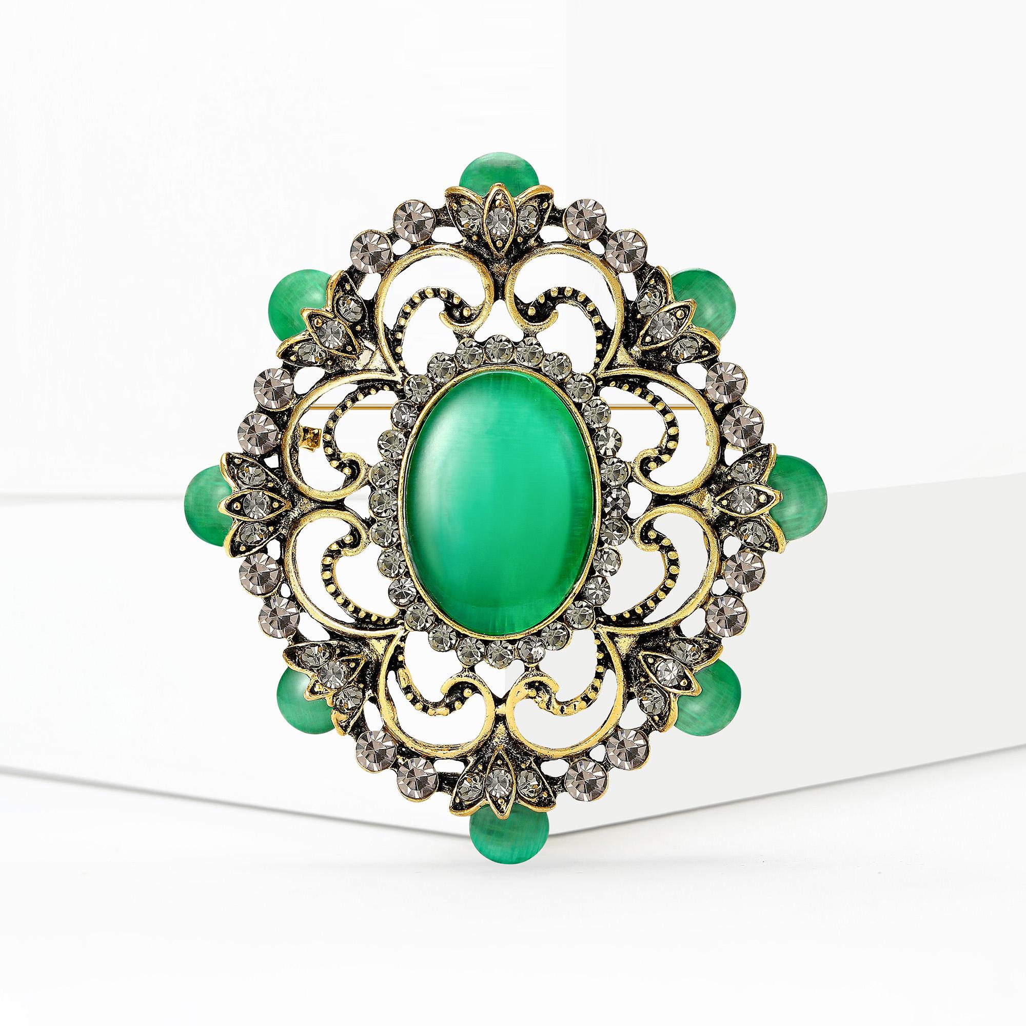 

Vintage Rhinestone Baroque Brooches for Women Geometric Round Pins Friend Event Party New Gifts Jewelry Decoration Accessories