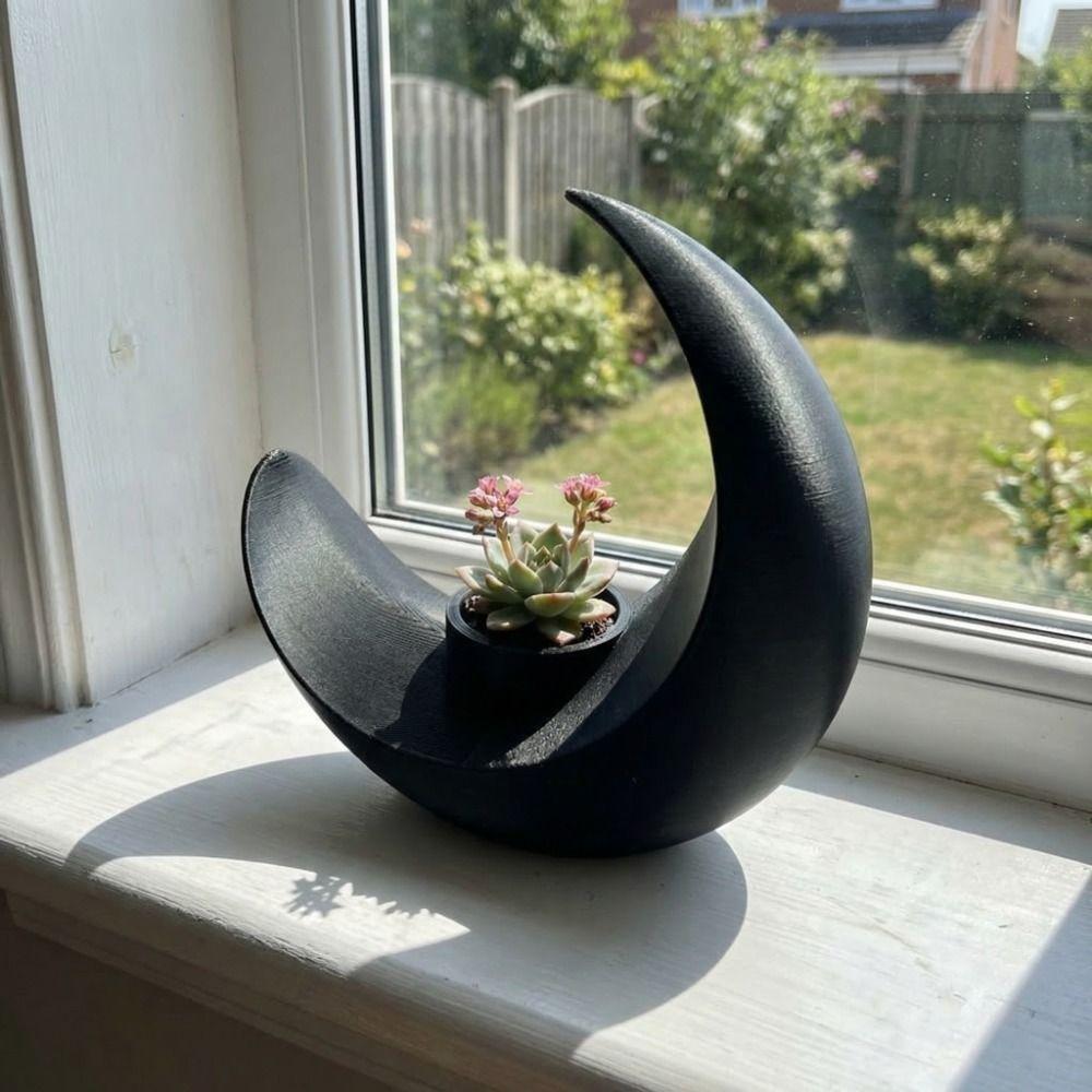 Kreative Moderne Mondförmige Blumentöpfe Dekorativer Kunststoff-Blumenhalter Minimalistische 3D-Gedruckte Mond-Vasen Tischdekoration