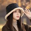 Autumn and winter hat women's lamb wool bucket hat versatile washbasin hat thickened warm windproof bucket hat