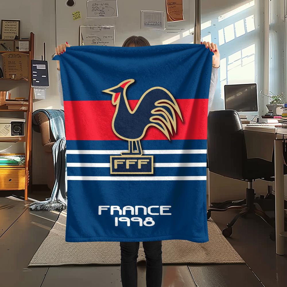 1Pc German Football Print Flannel Blanket, High quality Comfortable for All Seasons, Home Decor, Warmth and Comfort, Perfect for Christmas GiftS