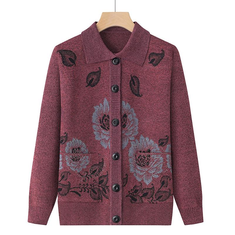 Lightweight Spring & Autumn Cardigan for Mature Women: Perfect for Mothers and Grandmothers in Their 70s and 80s, Loose Fit, Comfortable Knit Sweater