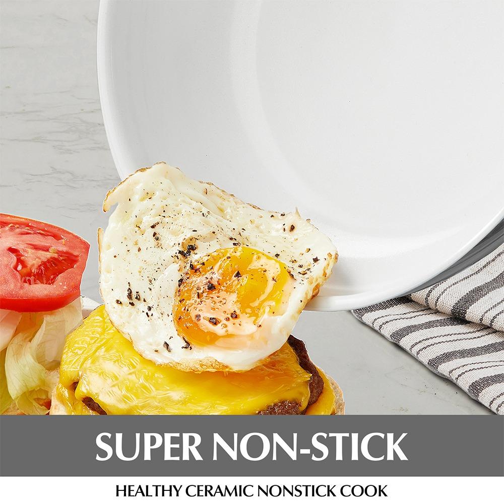 CSK 8/12 Inch Nonstick Frying Pan with Lid, Kitchen Cookware Frying Pan Nonstick, Non Toxic Ceramic Pans Ceramic Coating