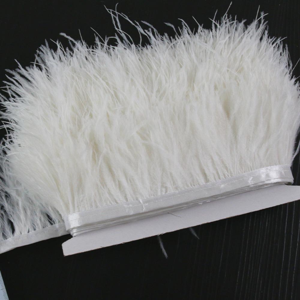 Feather1 Meter Ribbon Tassel Natural Ostrich Feathers 8-10cm Wide Fluffy Texture Ostrich Feathers Trim Sewing Decoration Apparel Fabric